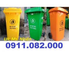 Bán thùng rác 2 ngăn giá rẻ- sỉ thùng rác nhựa 120L 240L 660L giá ưu đãi- lh 0911082000