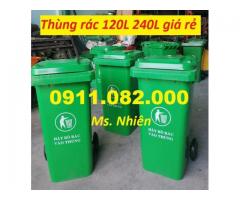 Thùng rác ngoài trời, thùng rác 120 lít 240 lít giá rẻ tại cần thơ- thùng rác nắp kín- lh 0911082000