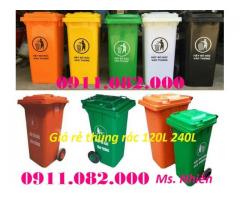 Thùng rác 240 lít giá rẻ tại An giang- thùng rác nhựa 2 bánh xe- lh 0911082000