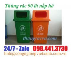 Thùng rác nhựa 90 lít nắp hở có bánh xe
