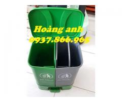 Thùng rác đạp chân chia 2 ngăn