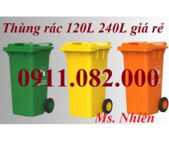 Chuyên sỉ thùng rác giá rẻ- thùng rác 120l 240l 660l màu xanh- lh 0911082000