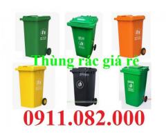 Giảm giá thùng rác nắp kín tại long an, thùng rác 120l 240l 660l màu xanh giá rẻ- lh 0911082000