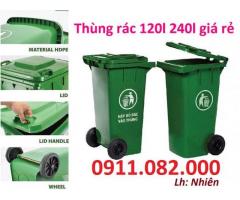 Sỉ lẻ thùng rác 120l 240L 660L giá rẻ tại vĩnh long - thùng rác ngoài trời- lh 0911082000