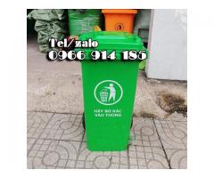 Thùng rác xanh 120L 2 bánh xe nhựa HDPE