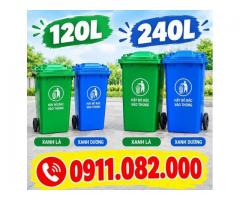 Thùng rác nhựa 240L giá rẻ- thùng rác dày mới 100% giá tốt tại Đồng Tháp- lh 0911.082.000